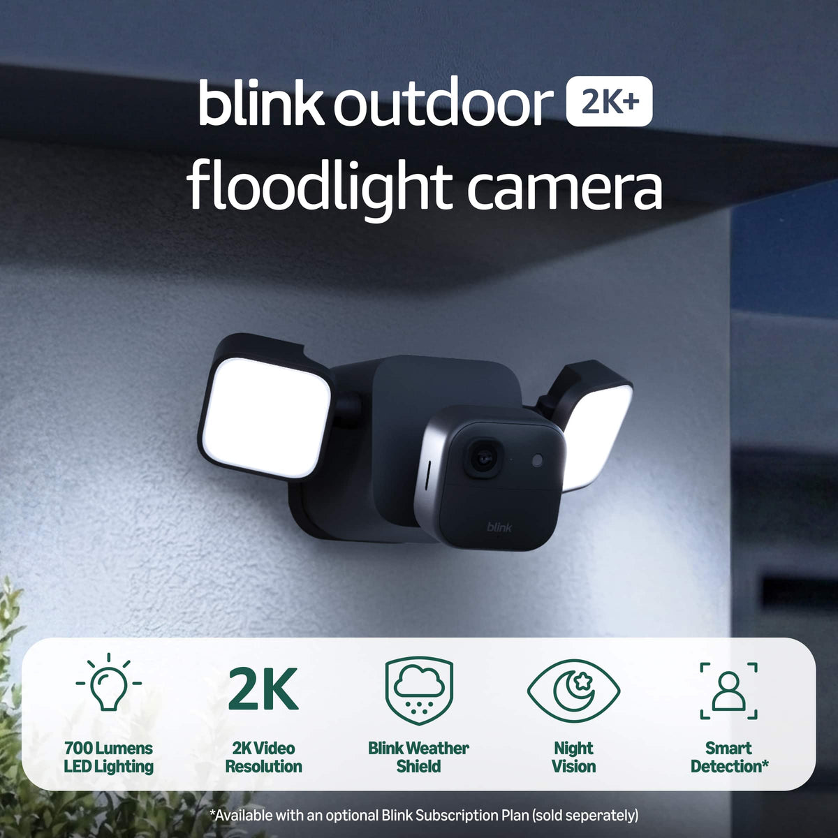 Blink - Outdoor 2K+ Floodlight Camera - Wireless smart security camera, 2K resolution, 700 lumens, Sync Module Core included - Black