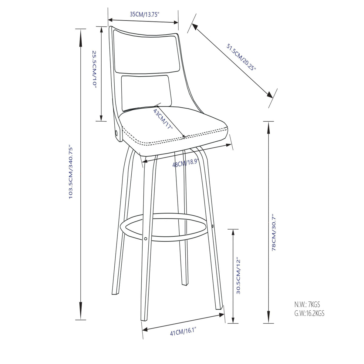 Dallyn - Taburete de bar giratorio (juego de 2) - Crema