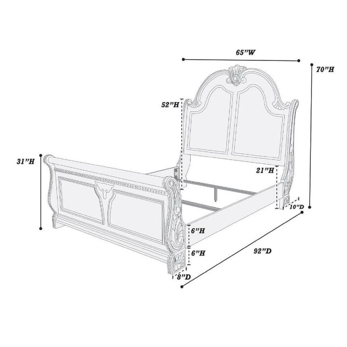 Cabecera y piecera de panel para cama tamaño Queen - Marrón