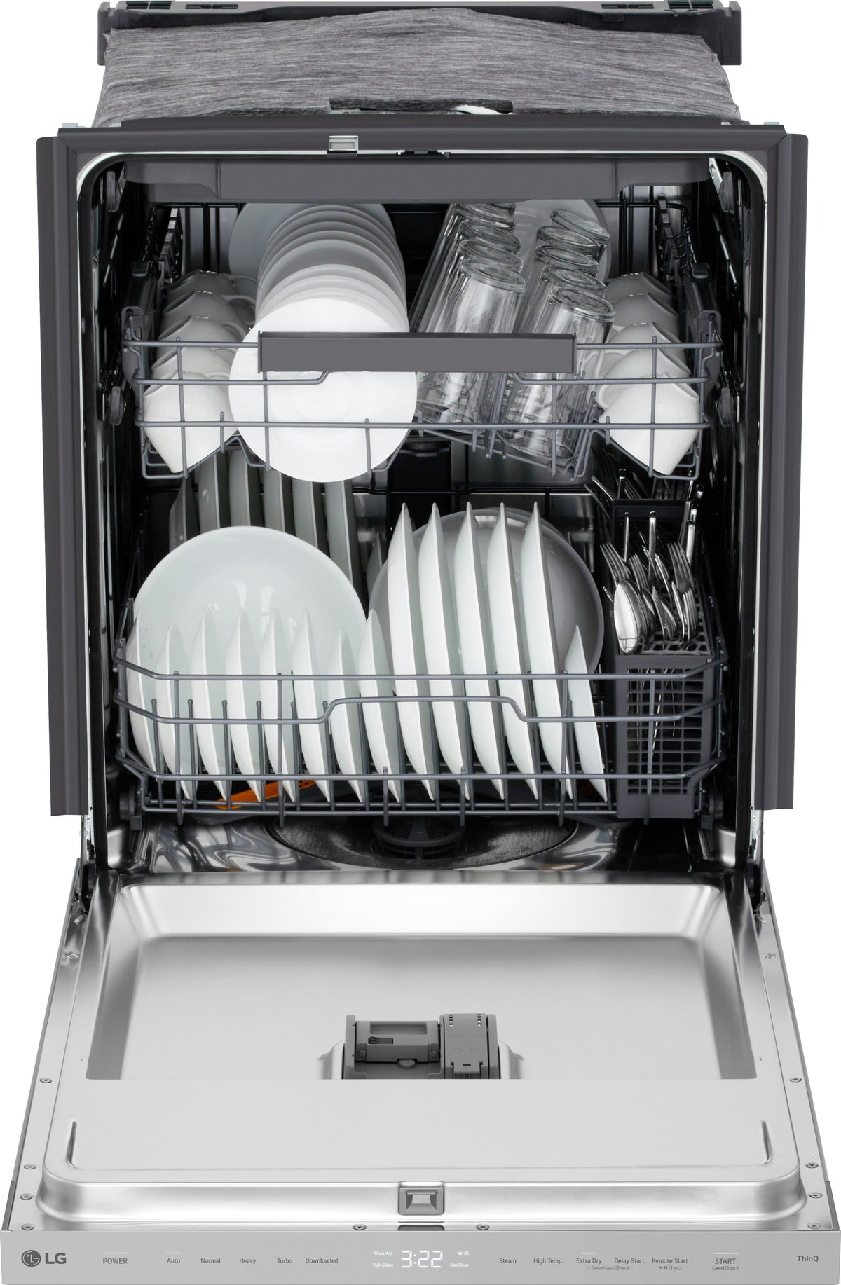 LG - FlushFit 24" Top Control Smart Built-In Stainless Steel Tub Dishwasher with 3rd Rack, AutoVent Dry and 46dBA - Stainless Steel