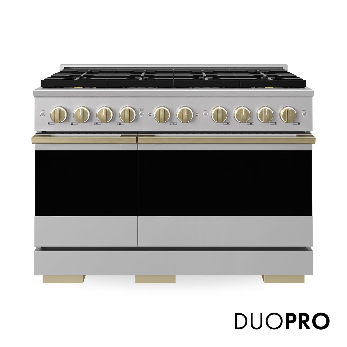 ZLINE - Autograph 48 in. 6.7 cu. ft. Marino Freestanding DuoPro Gas Range with Convection Oven & Champagne Bronze Accents - Stainless Steel