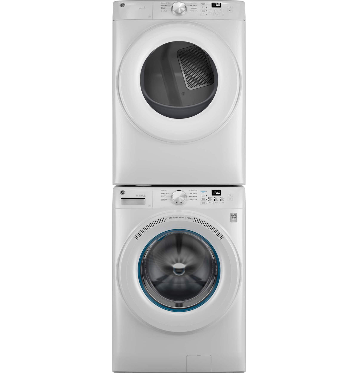 GE - 4.6 Cu. Ft. High-Efficiency Stackable Smart Front Load Washer with Microban Antimicrobial Technology - White