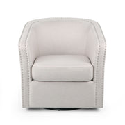 Modern Upholstered Swivel Club Chair With Nailhead Trim