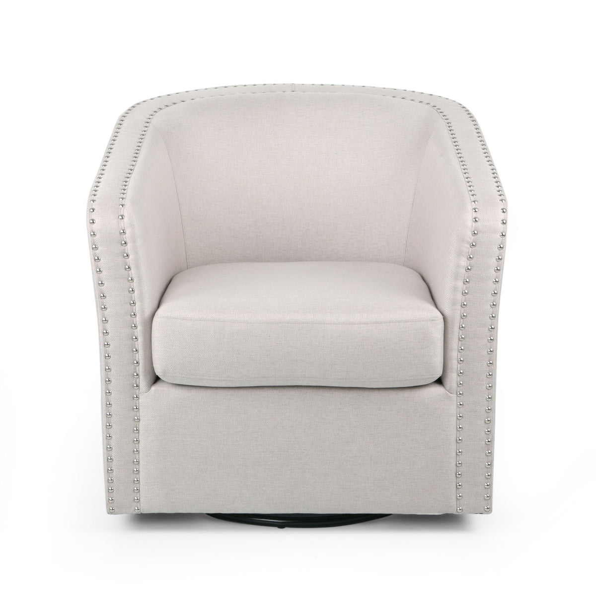 Modern Upholstered Swivel Club Chair With Nailhead Trim