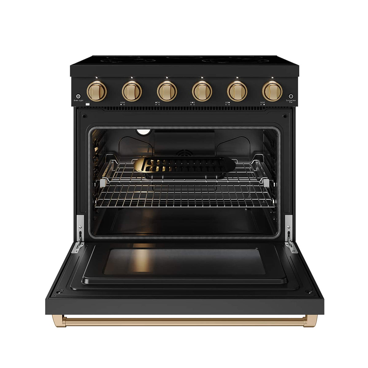 36 in. Wide 5 Elements Gordon Ramsay Series by Thor Kitchen 6.0 Cu. Ft Freestanding Electric Range with Bronze Hardware - Black