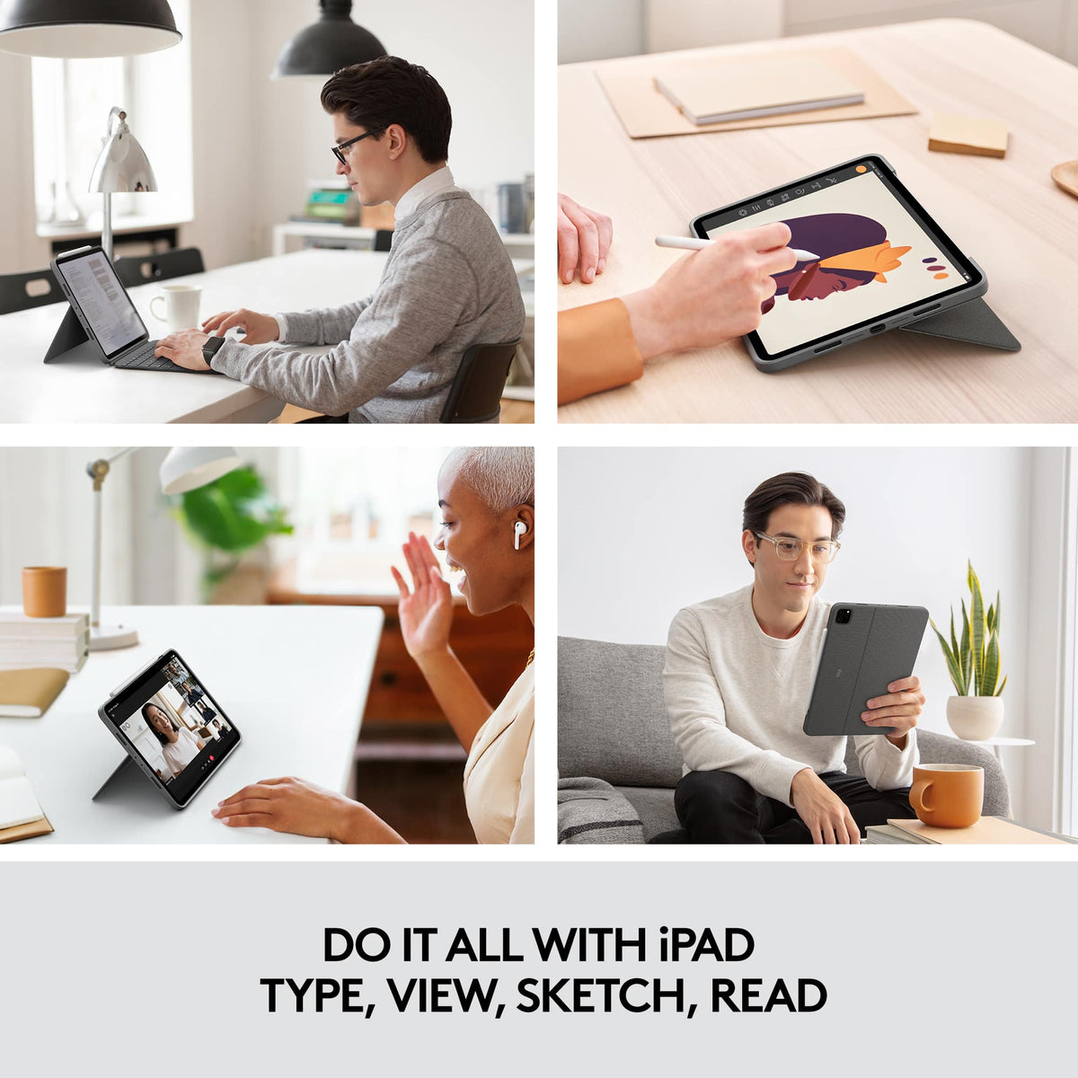 Logitech - Combo Touch iPad Pro Keyboard Folio for Apple iPad Pro 11" (1st, 2nd, 3rd & 4th Gen) with Detachable Backlit Keyboard - Oxford Gray