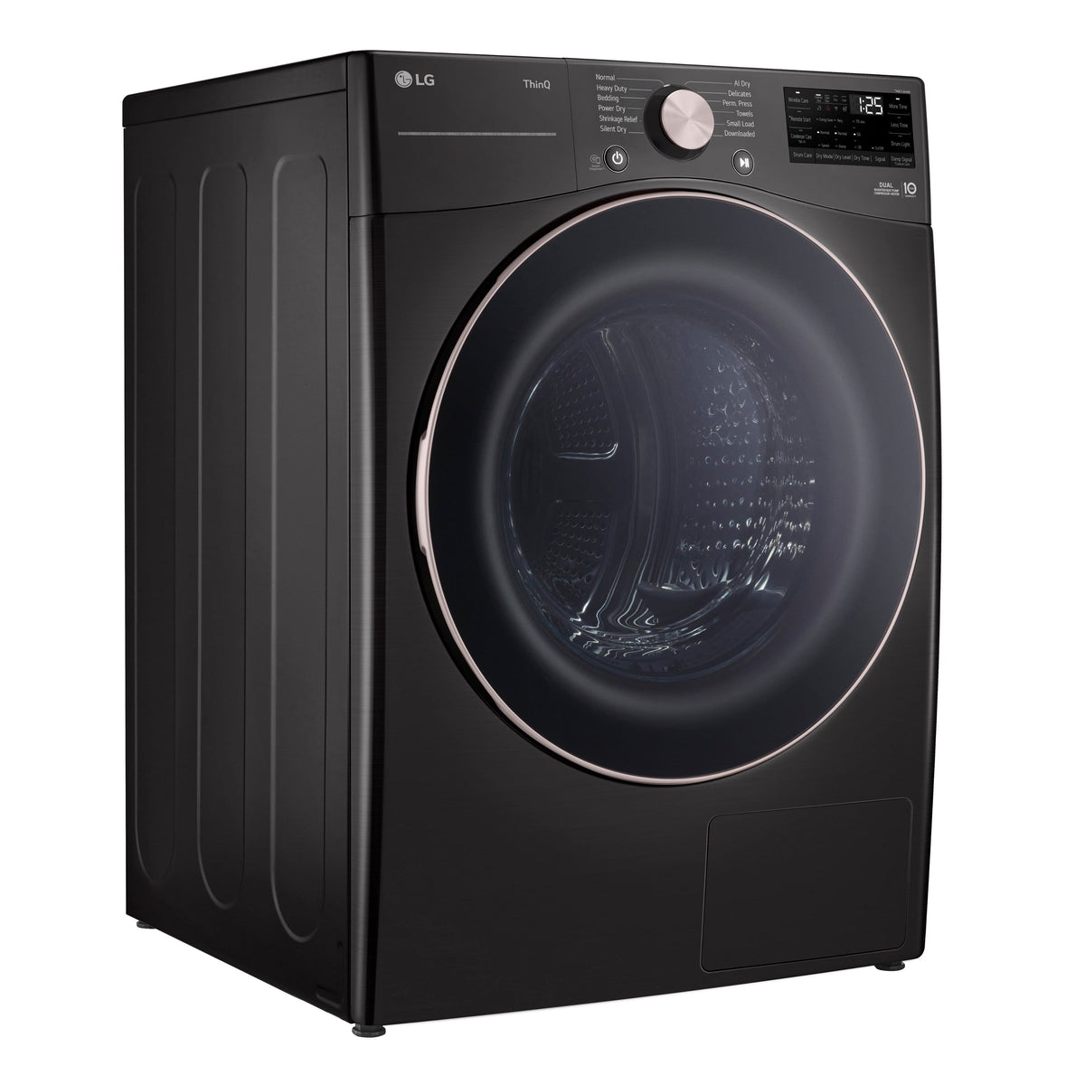 LG - 7.8 Cu. Ft. Stackable Smart Electric Dryer with Dual Inverter HeatPump Technology - Black Steel