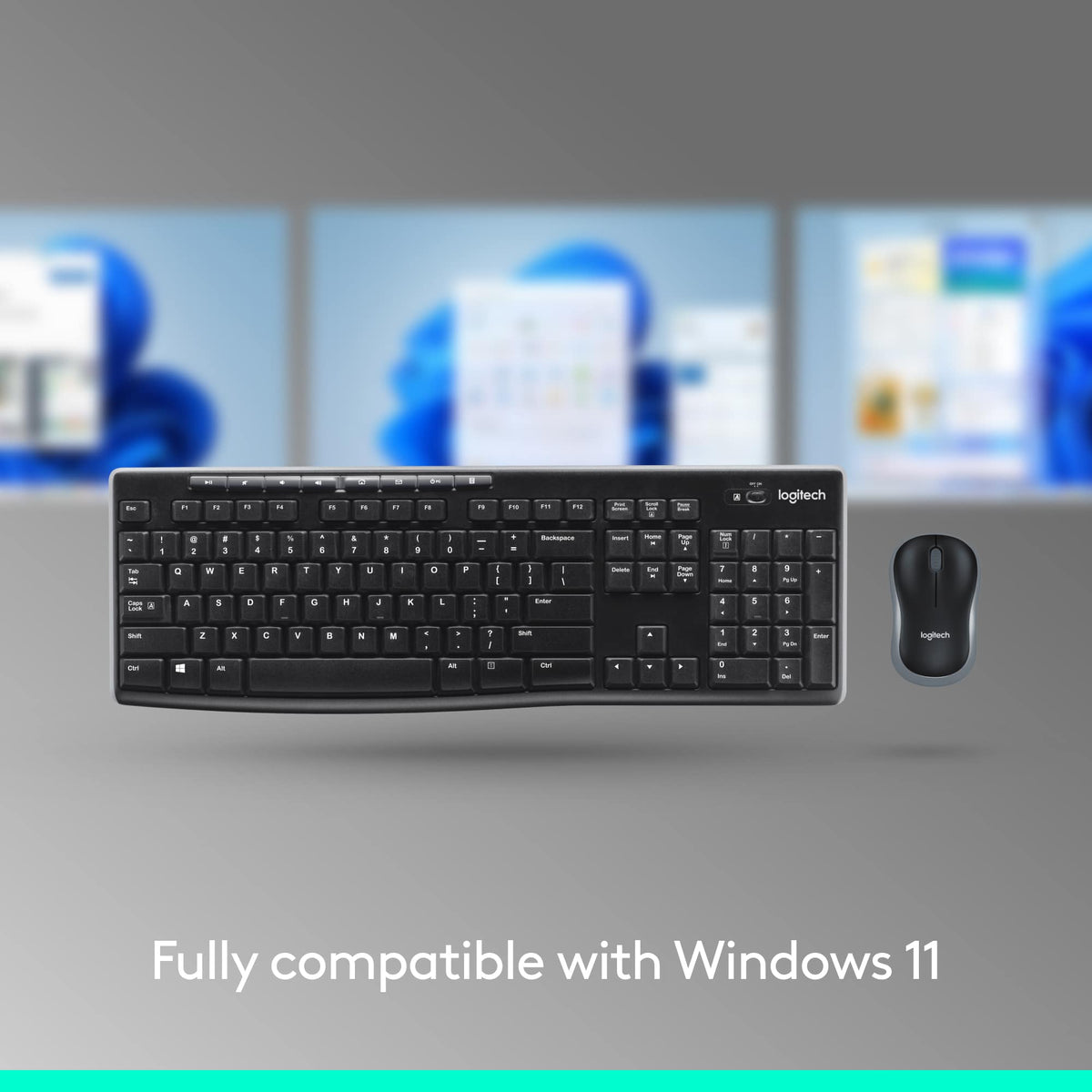 Logitech - MK270 Full-size Wireless Membrane Keyboard and Mouse Bundle for PC - Black