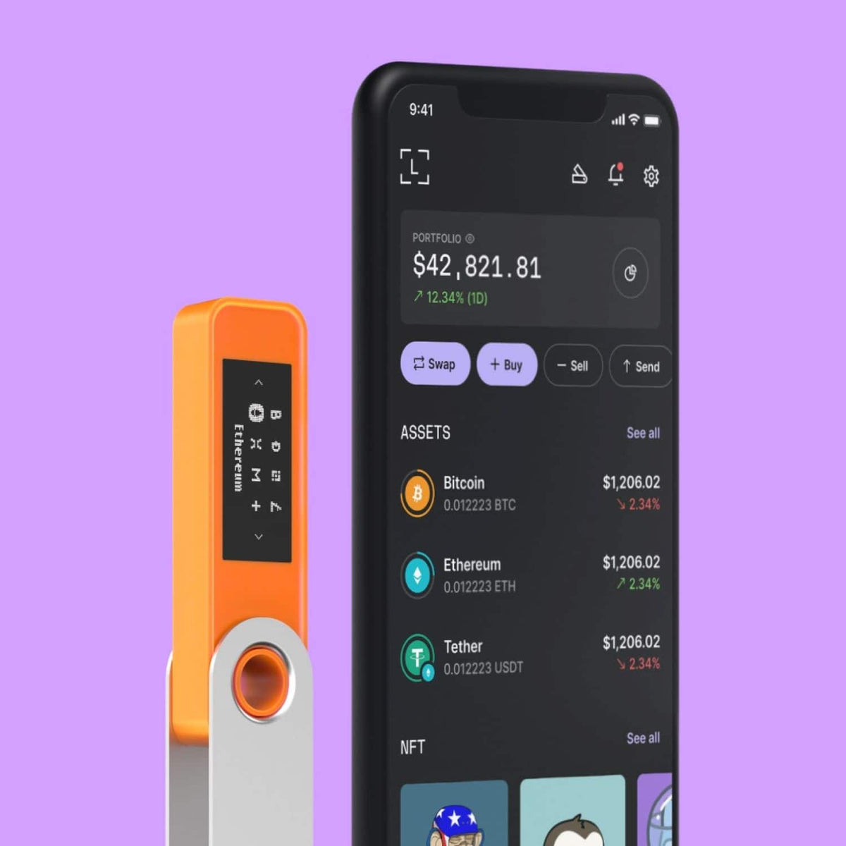 Ledger - Nano S Plus Crypto Hardware Wallet - BTC Orange