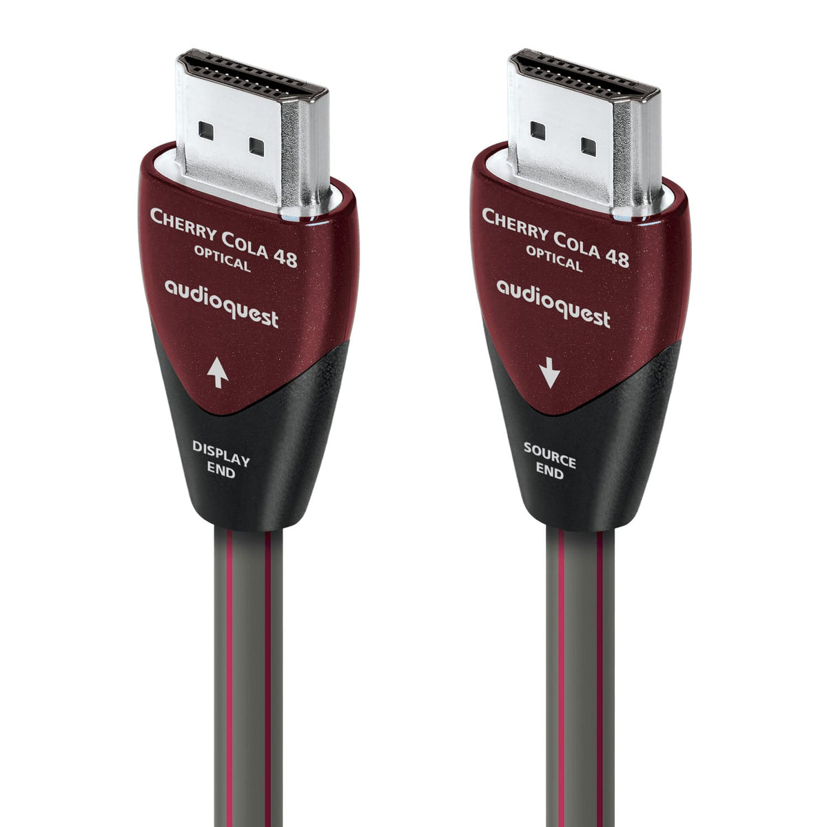 AudioQuest - Cherry Cola 48 49.2' 4K-8K-10K 48Gbps In-Wall Rated HDMI Cable - Gray with Red Stripes