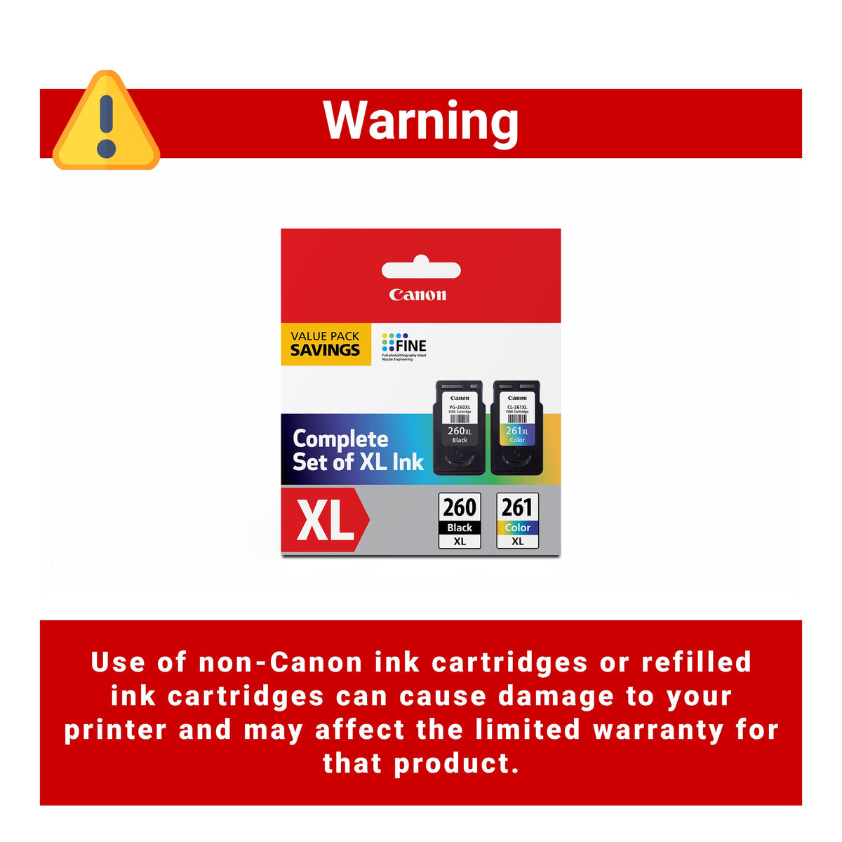 Canon - PG-260 XL / CL-261 XL 2-Pack High-Yield Ink Cartridges - Black/Cyan/Magenta/Yellow