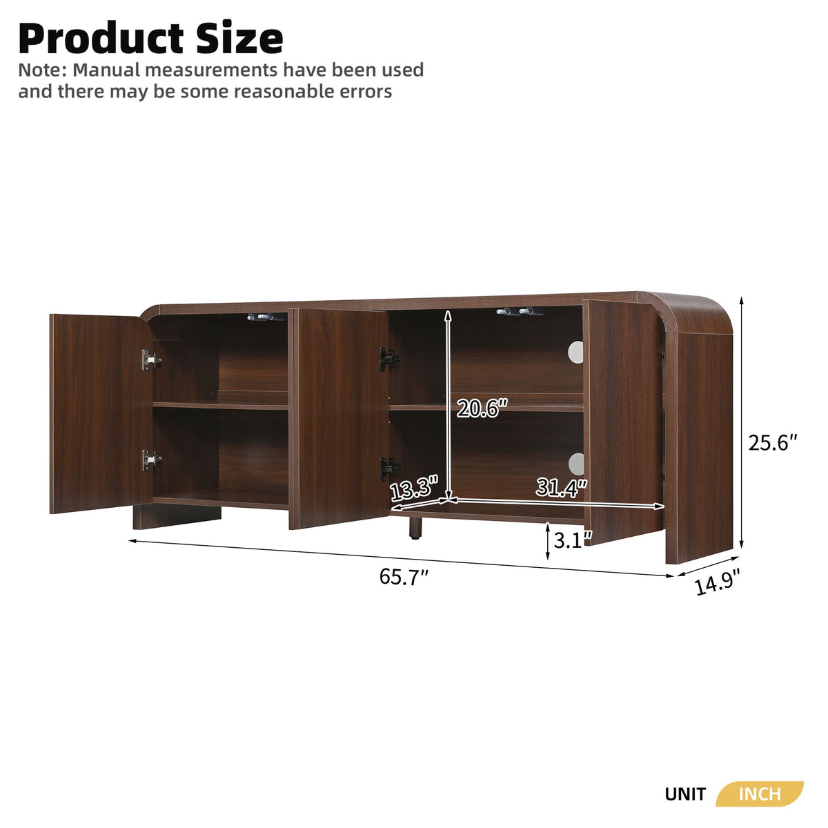 Mueble para TV de borde curvo con gabinetes grandes