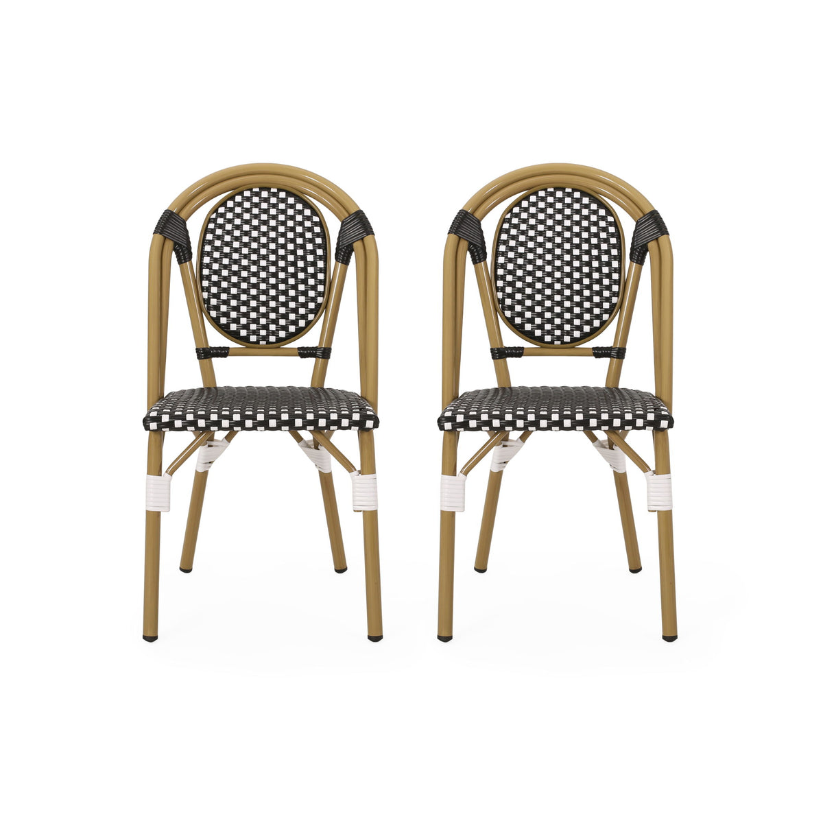 Outdoor Rattan And Aluminum French Bistro Chair Set