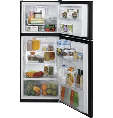 GE - 24 in. Wide 11.6 Cu. Ft. Top-Freezer Refrigerator with ENERGY STAR Certification - Black