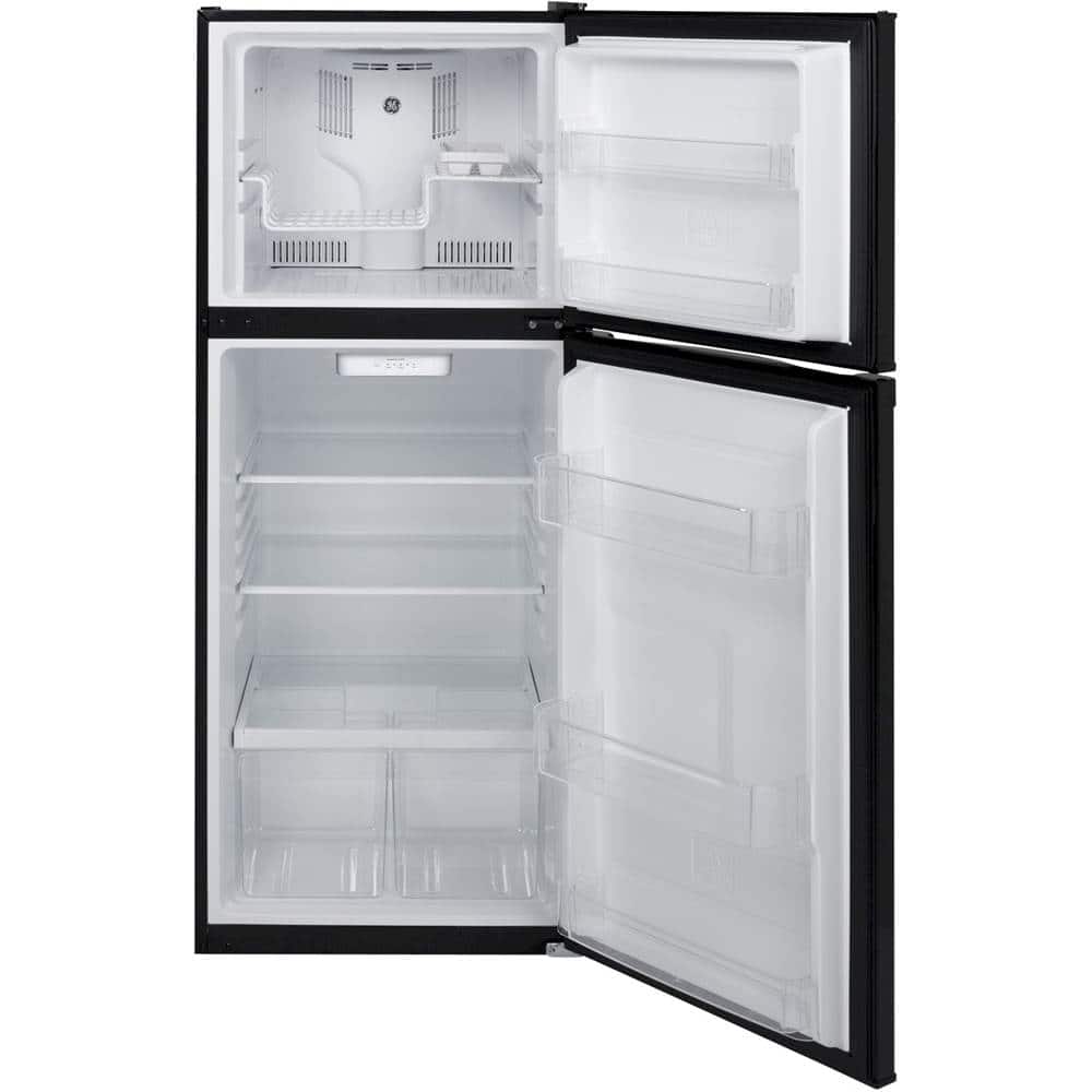 GE - 24 in. Wide 11.6 Cu. Ft. Top-Freezer Refrigerator with ENERGY STAR Certification - Black
