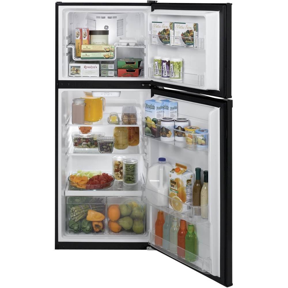 GE - 24 in. Wide 11.6 Cu. Ft. Top-Freezer Refrigerator with ENERGY STAR Certification - Black