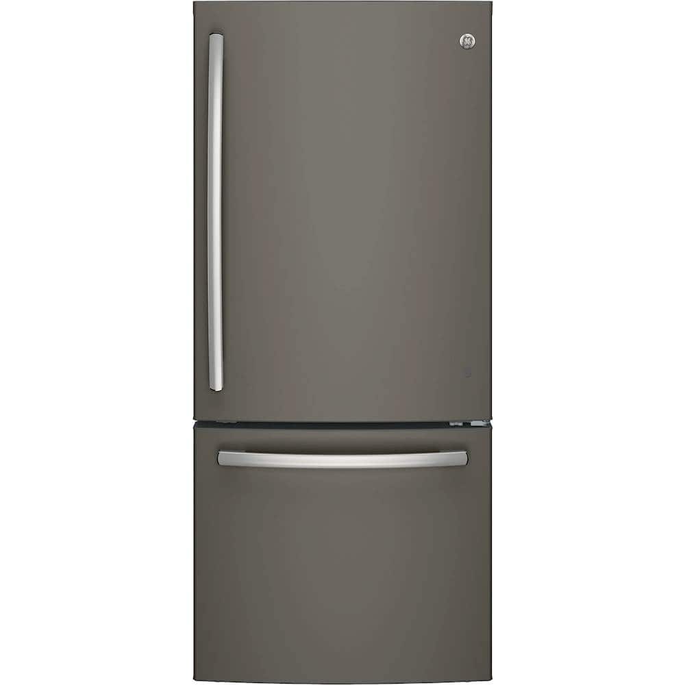 GE - 30 in. Wide 21.0 Cu. Ft. Bottom-Freezer Refrigerator with Sliding Snack Drawer - Slate