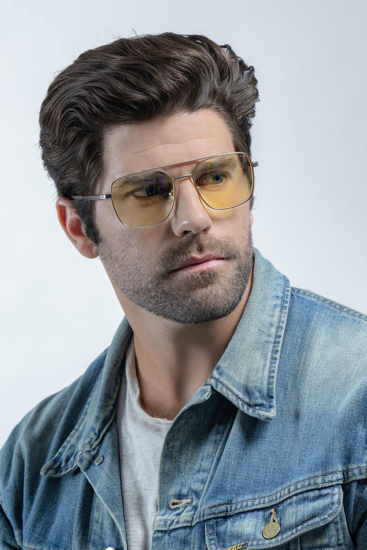 GUNNAR - Witcher White Wolf Computer Glasses with Blue Light Reduction, Amber Lenses - Steel/Umber