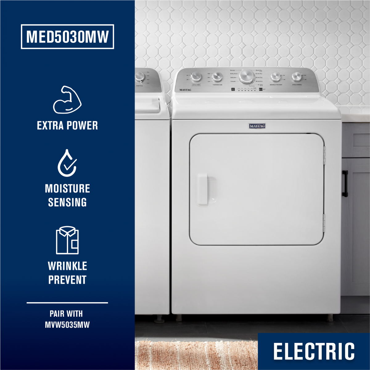 Maytag - 7.0 Cu. Ft. Electric Dryer with Extra Power Button - White