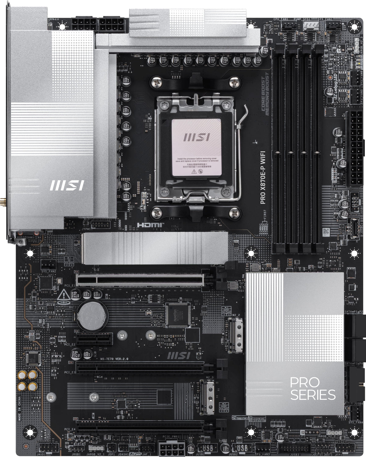 MSI - PRO X870E-P WIFI (Socket AM5) AMD X870E ATX DDR5 Wi-Fi 7 Motherboard - Gray