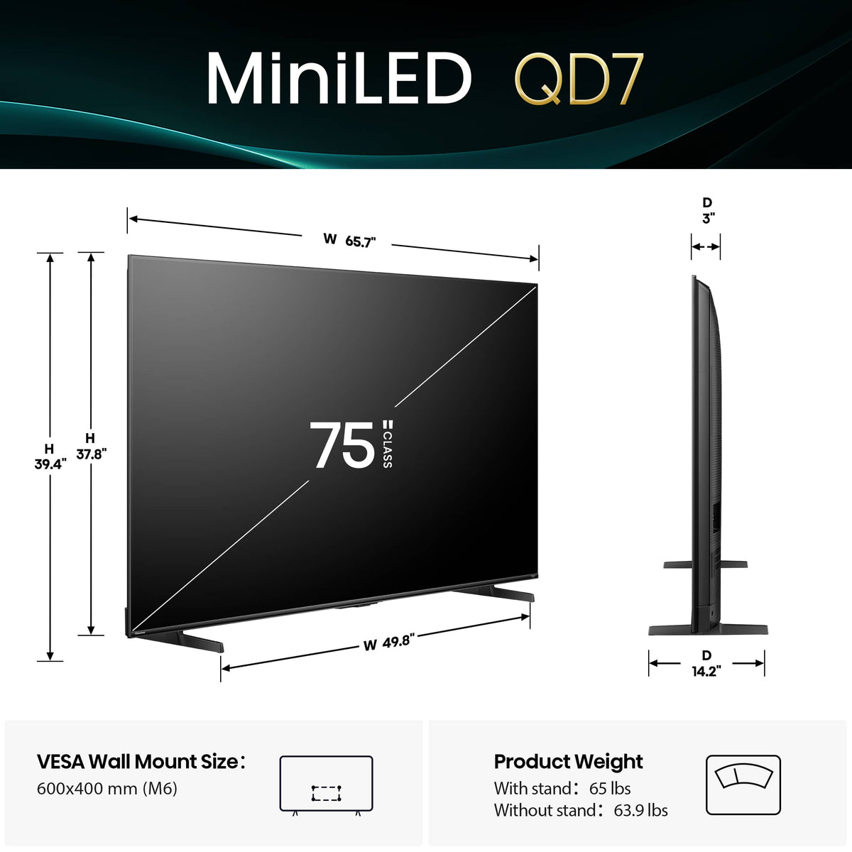 Hisense - 75" Class QD7 Series MiniLED QLED 4K UHD HDR Smart Fire TV (2025)
