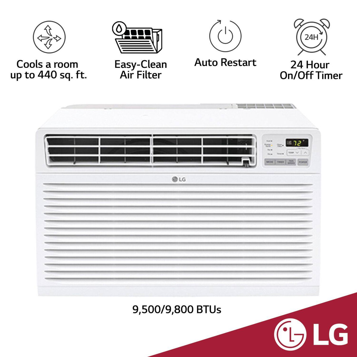 LG - 440 Sq. Ft. 9,500/9,800 BTU 230V Through-the-Wall Air Conditioner - White