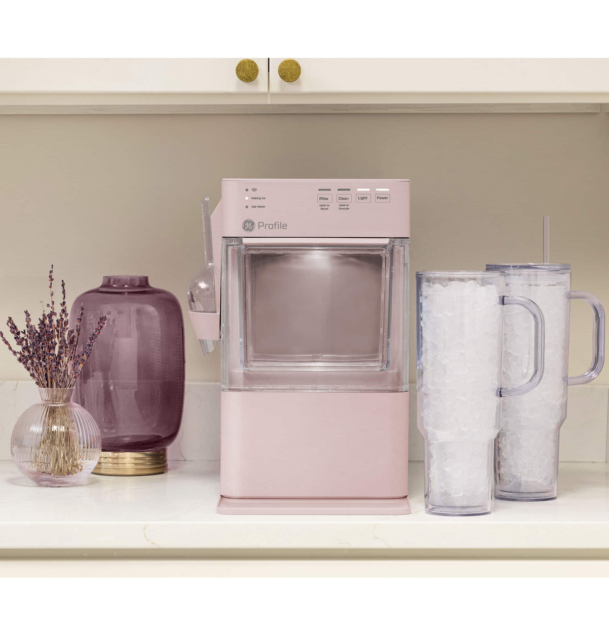 GE Profile - Opal Mini Countertop Nugget Ice Maker, 36 lb Daily Ice Production - Peony Pink