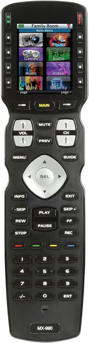 Universal Remote Control - MX-990 is an IR/RF Open Architecture Remote w/Charging Base - Black