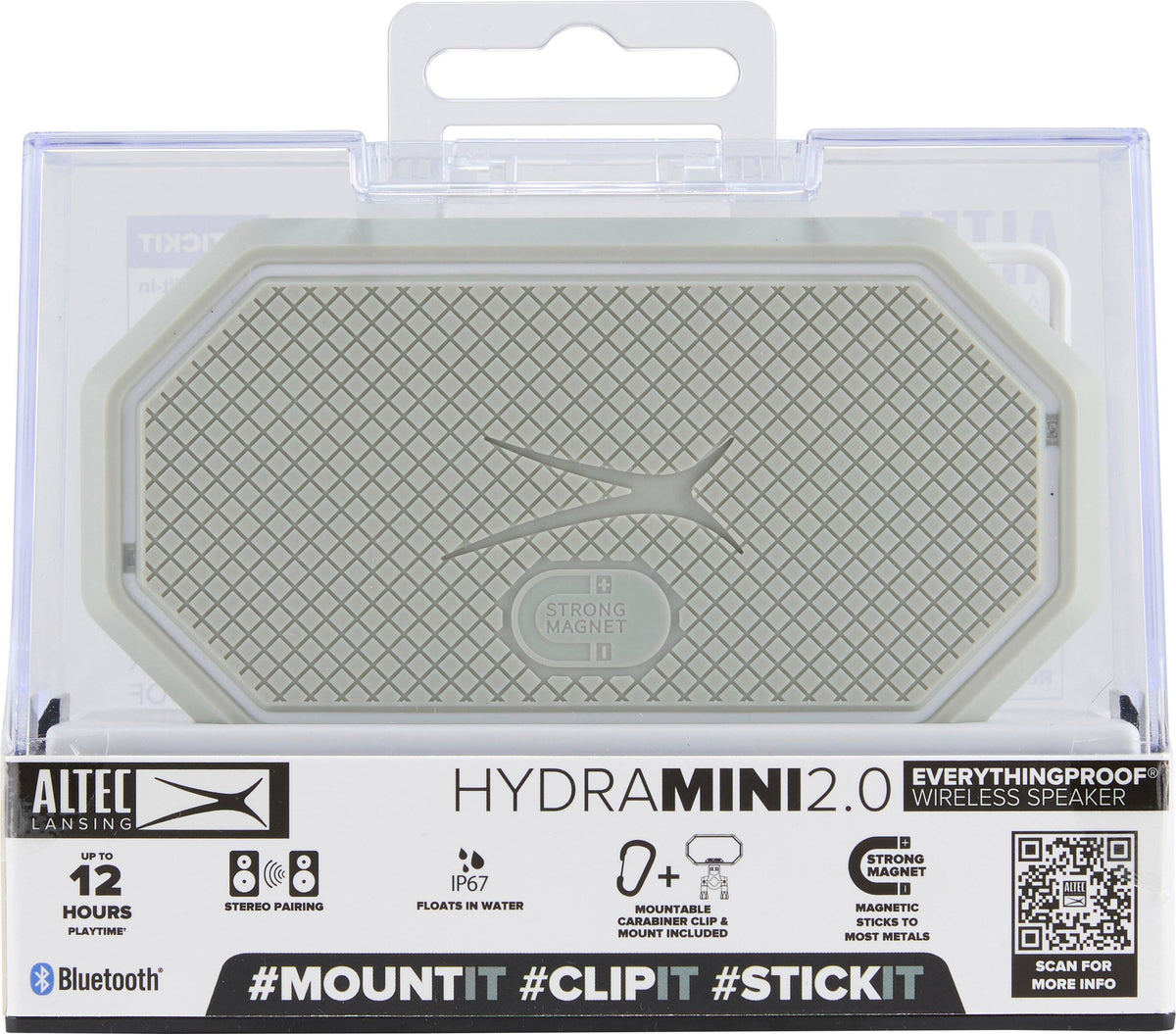 Altec Lansing - Bluetooth HydraMini 2.0 EverythingProof Portable Speaker - Gray/White