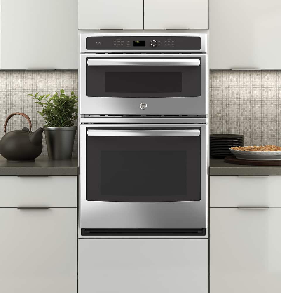 GE Profile - 27" Built-In Double Electric Convection Wall Oven with Built-In Microwave - Stainless Steel