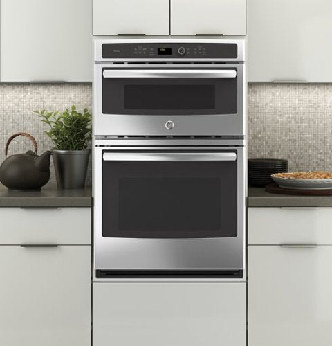 GE Profile - 27" Built-In Double Electric Convection Wall Oven with Built-In Microwave - Stainless Steel