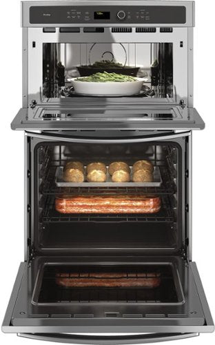 GE Profile - 27" Built-In Double Electric Convection Wall Oven with Built-In Microwave - Stainless Steel
