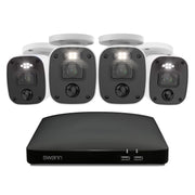 Swann - SwannForce 4K Security Camera System, 4x Bullet Analog CCTV Cameras, Microphone and Siren, DVR with 1TB Storage - White