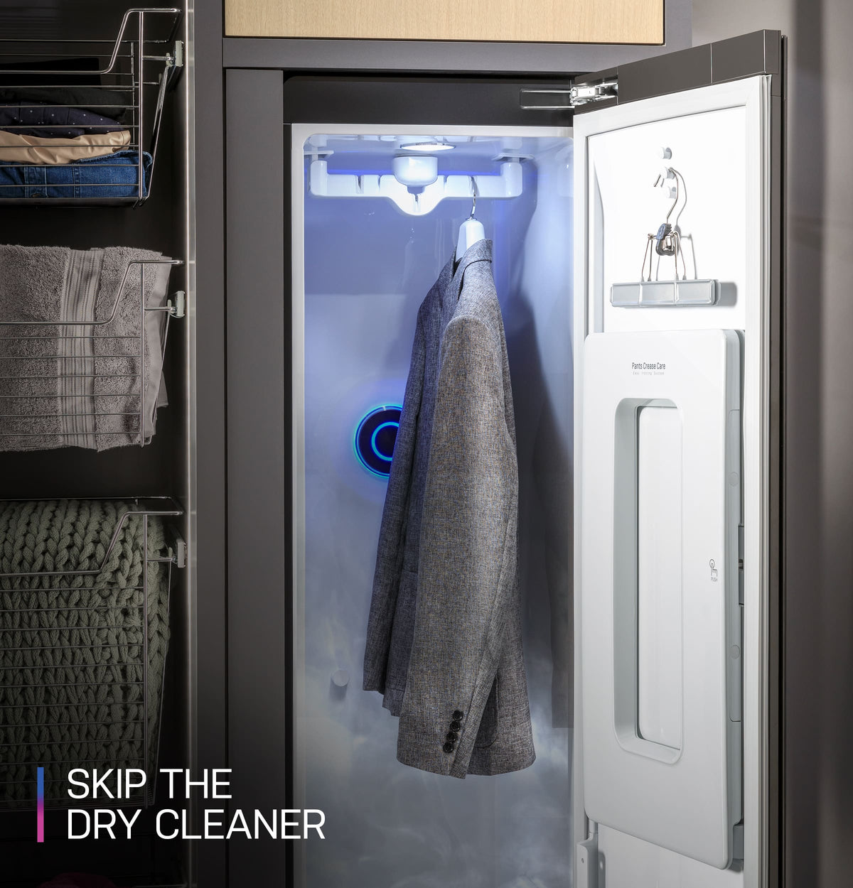 GE Profile - Steam Closet with Fabric Refresh - Mirrored Carbon