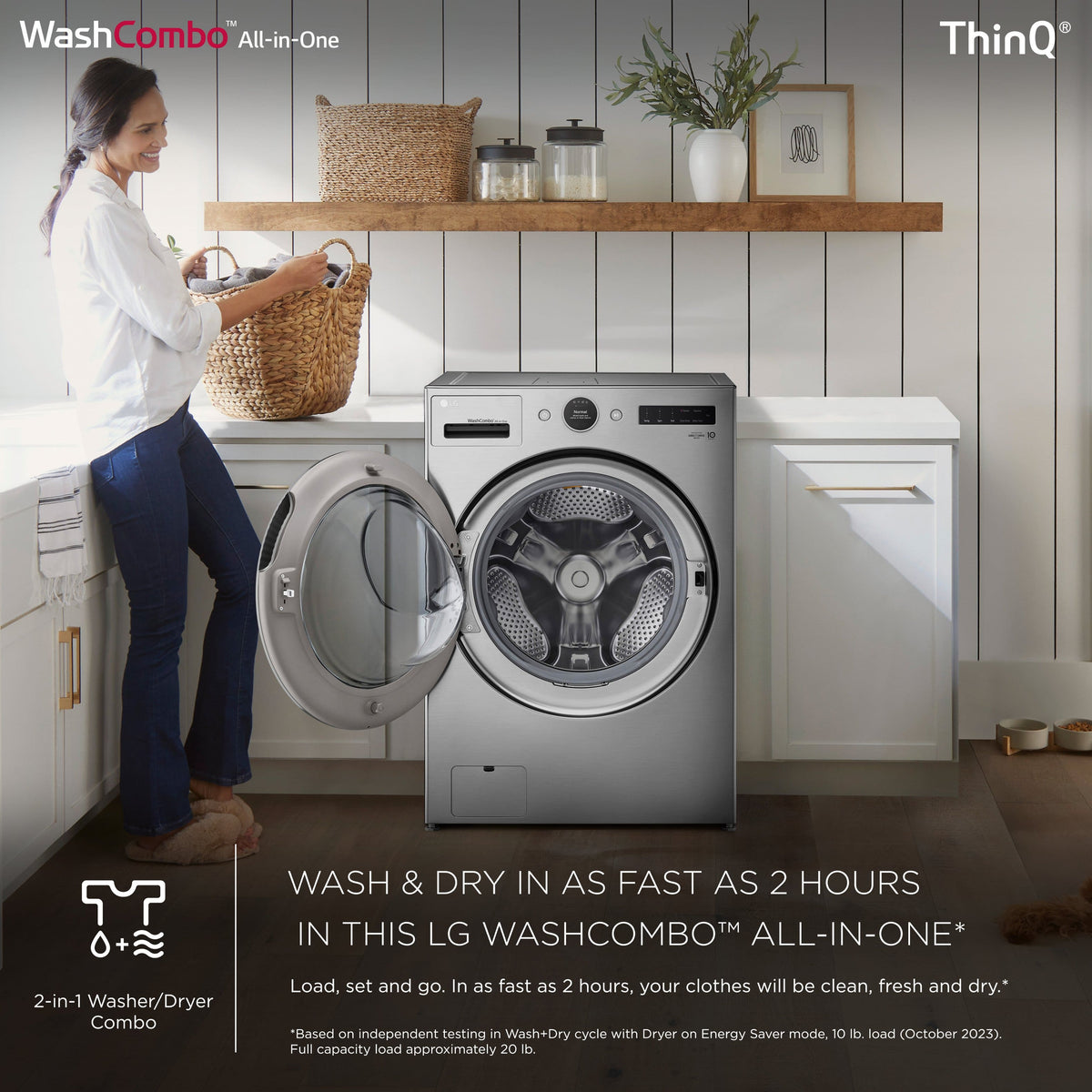 LG - 5.0 Cu. Ft. HE Smart Mega Capacity All-in-One Electric Washer/Dryer WashCombo with Steam and Ventless Inverter Heat Pump - Graphite Steel