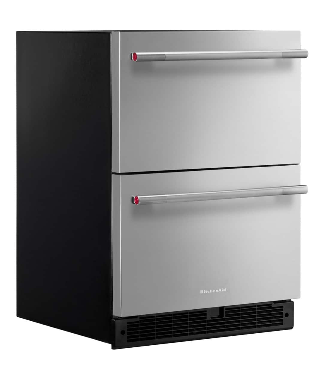 KitchenAid - 4.4 Cu. Ft. Undercounter Double-Drawer Refrigerator - Black Cabinet/Stainless Steel Doors
