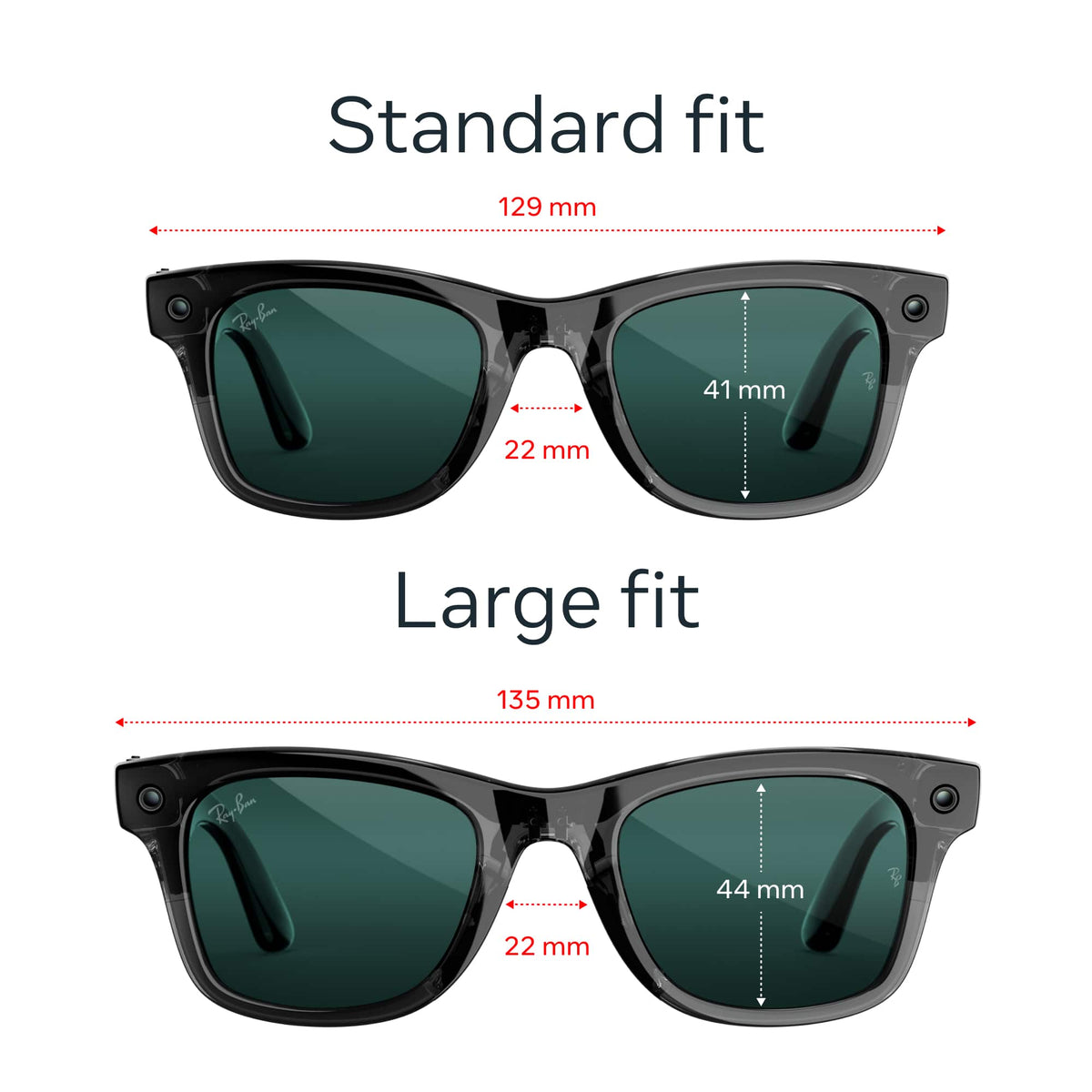 Ray-Ban Meta - (Gen 3) Wayfarer Large - AI Glasses with Camera - Transitions Aquamarine Lenses - Transparent Black