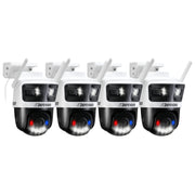 Defender - AI 3K+ Guard Tri-Lens PTZ WIFI Plug-in Security Camera, 360° Tracking, AI Detection, Works w/ Guard App, 4 Pack - White