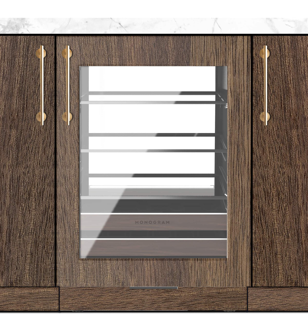 Monogram - 13-Bottle or 126 Can Built-In Beverage Cooler with Illuminated Interior - Custom Panel Ready