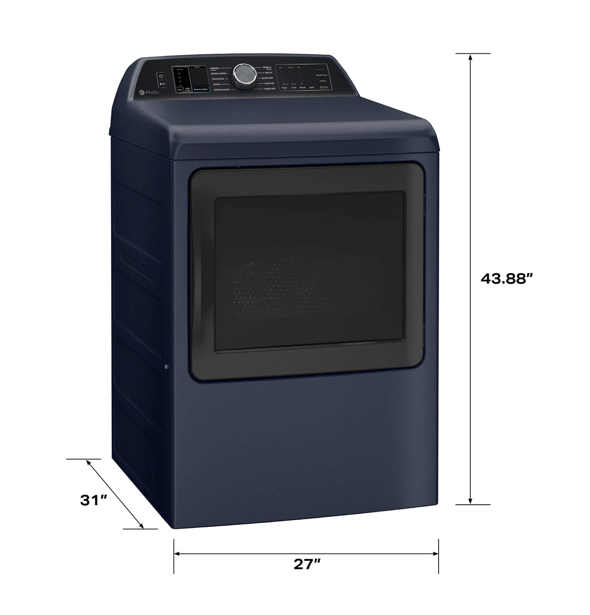 GE Profile - 7.3 Cu. Ft. Smart Electric Dryer with Steam and Tangle Control - Sapphire Blue