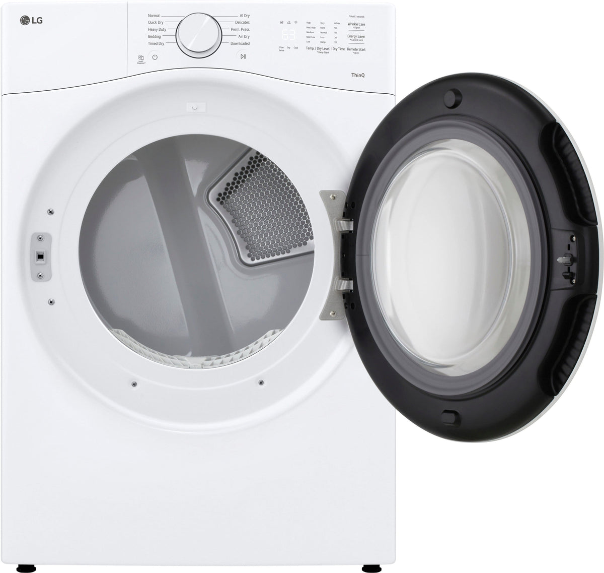 LG - 7.4 Cu. Ft. Ultra Large Stackable Smart Electric Dryer with AI Sensor Dry and LoDecibel Quiet Operation - White