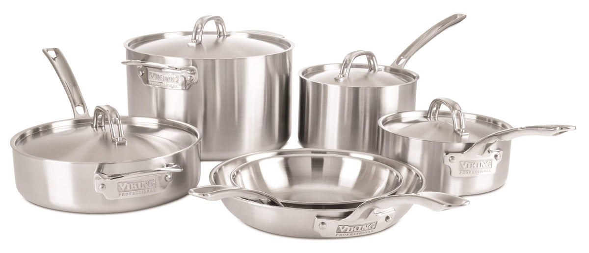 Viking - Professional 5 Ply, 10 Piece Cookware Set- Satin - Stainless Steel