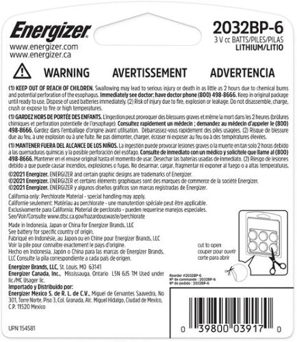 Energizer - 2032 Batteries (6 Pack), 3V Lithium Coin Batteries