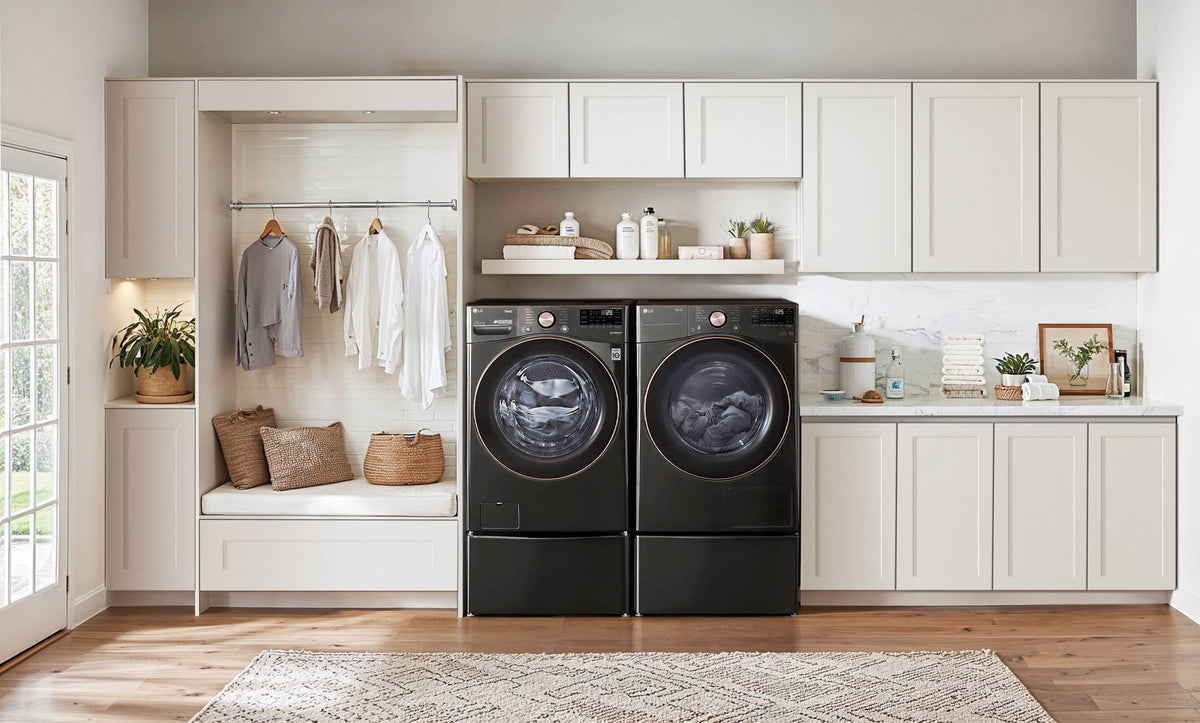 LG - 7.8 Cu. Ft. Stackable Smart Electric Dryer with Dual Inverter HeatPump Technology - Black Steel