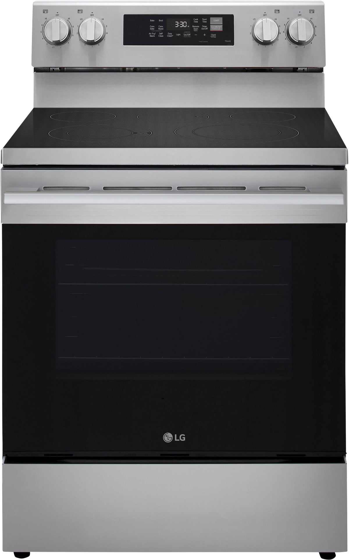 LG - 30-in Wide 6.3 Cu. Ft. Freestanding Electric True Convection Smart Range with 5 Elements, Air Fry and UltraHeat Element - Stainless Steel