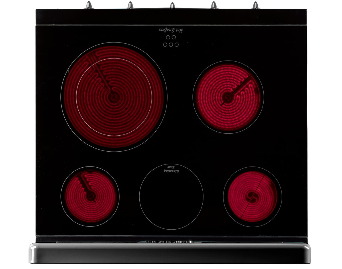 Unique Appliances - 30 in. Wide 5 Elements Classic Retro 3.9 Cu. Ft. Freestanding Electic Convection Range with Glass Top and Storage Drawer - Midnight Black