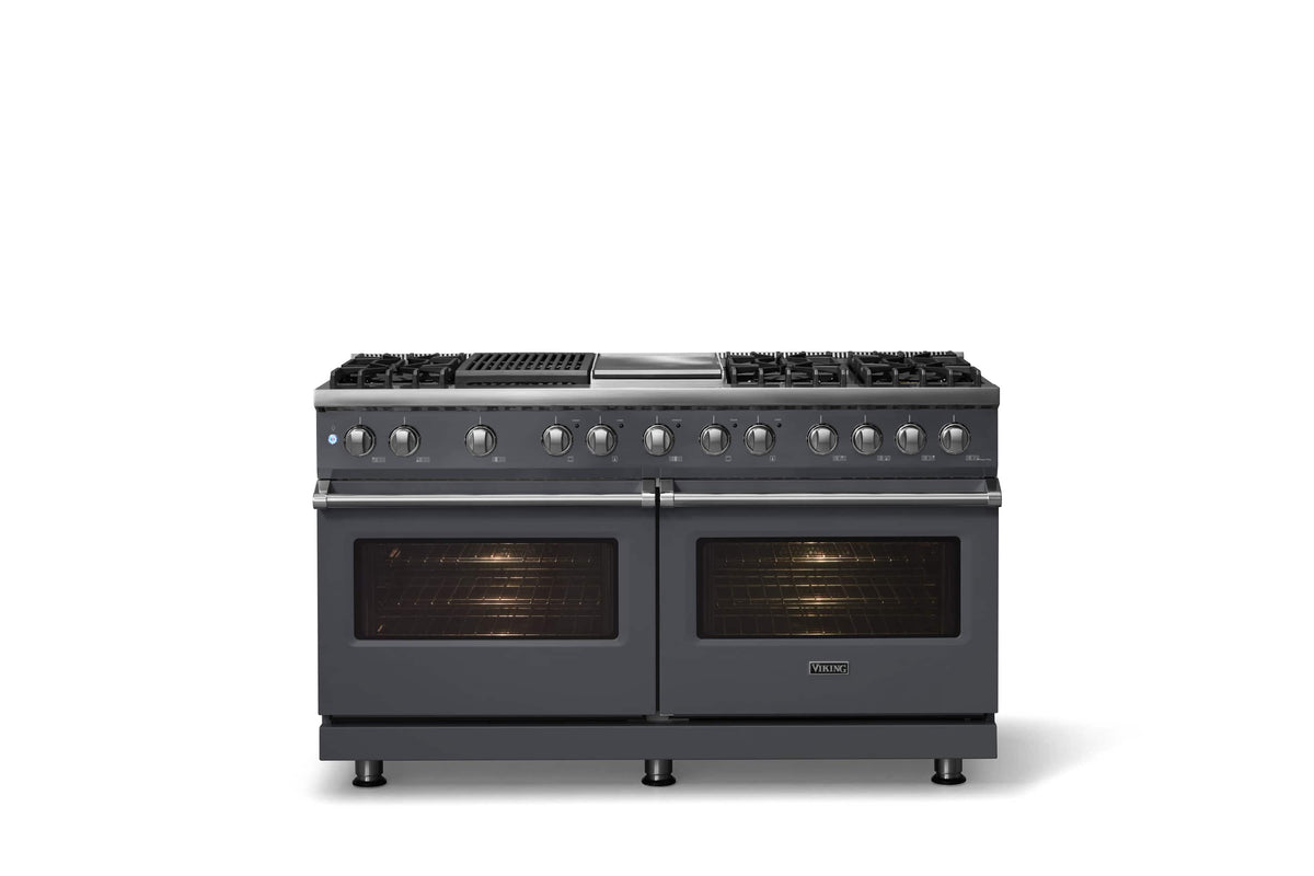 Viking - Pro 5 Series 9.4 Cu. Ft. Freestanding Sealed 8 Burner Dual Fuel Convection Range/Griddle/Grill - Cast Black - Cast Black