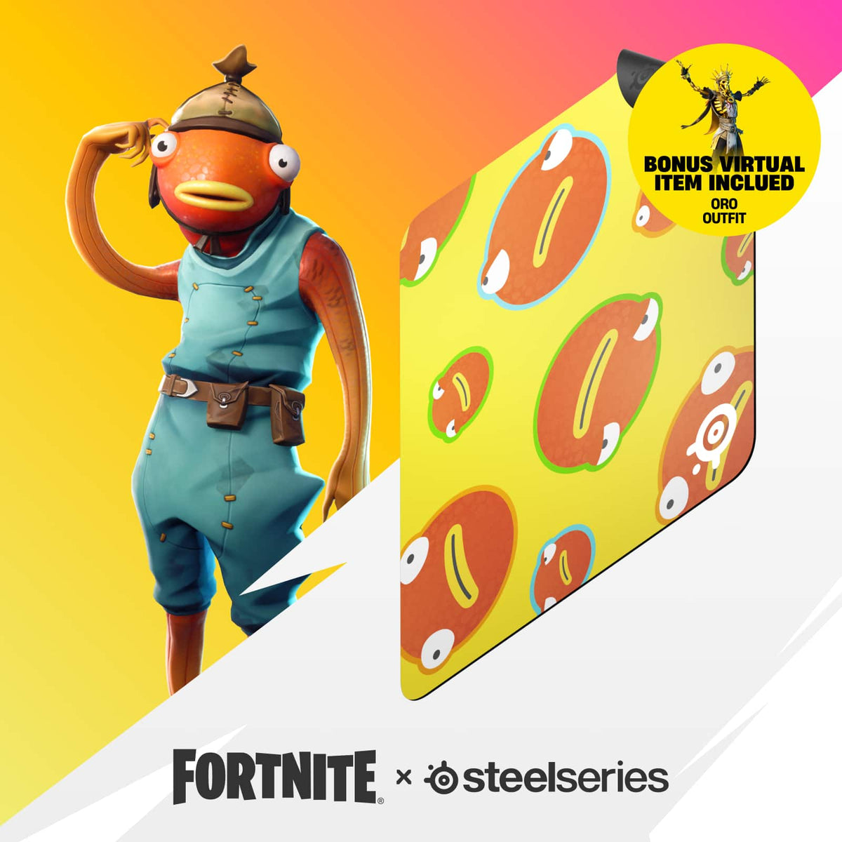 SteelSeries - QcK Cloth Gaming Mous Pad (Large) - Fortnite Fishstick Edition - Yellow