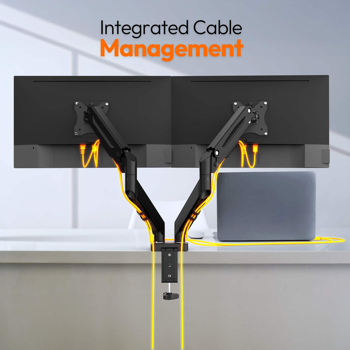 j5create - Ergonomic Dual Monitor Desk Mount for Most 17”-32” Monitors - Black