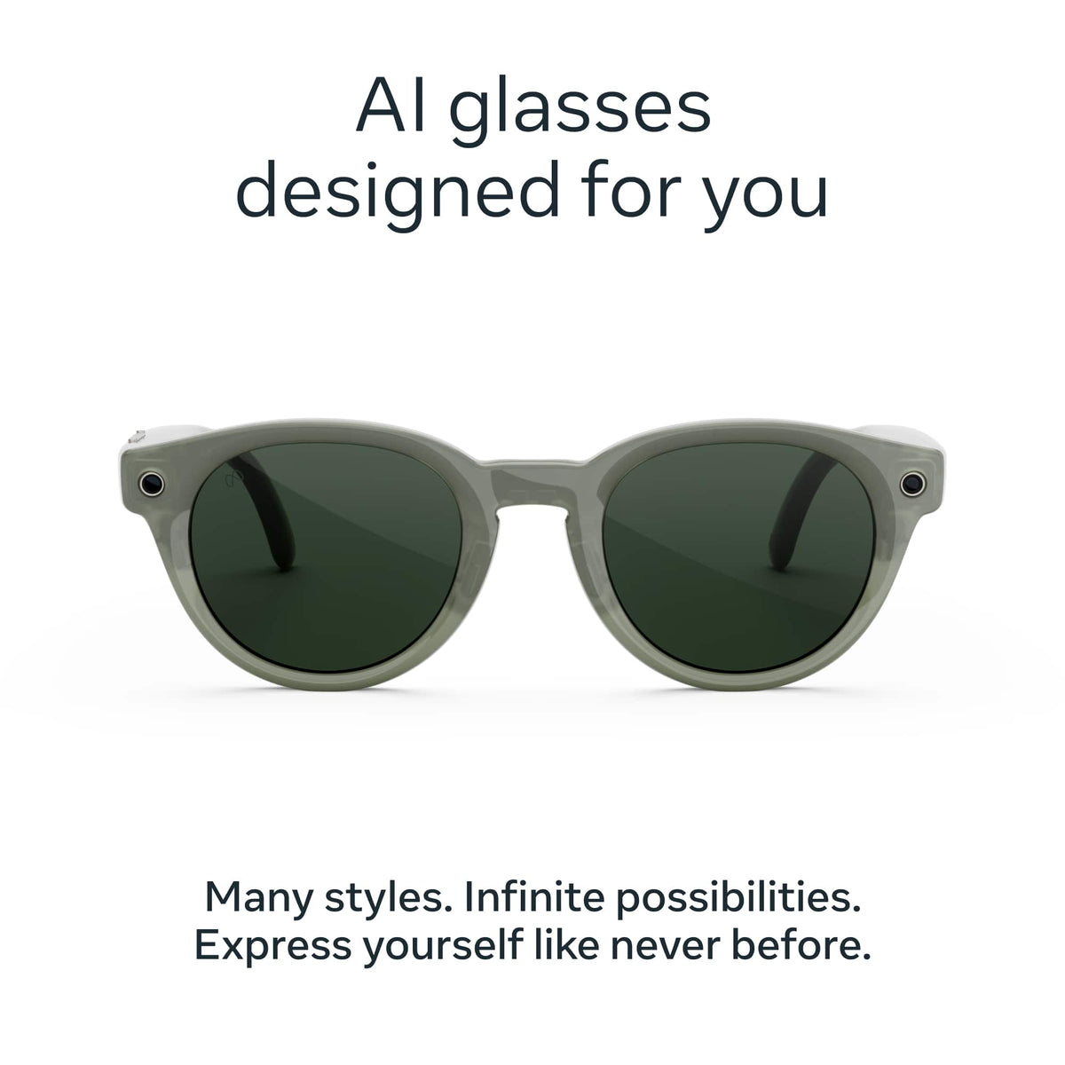 Meta - Glasses, Nova Standard, Smart Frame, AI Glasses with Camera - Transitions Emerald Lenses - Sage